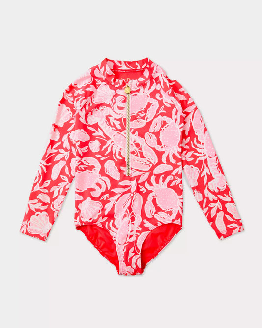 UPF 50+ Girls Alicia Rashguard One-Piece Swimsuit | Lilly Pulitzer Girls