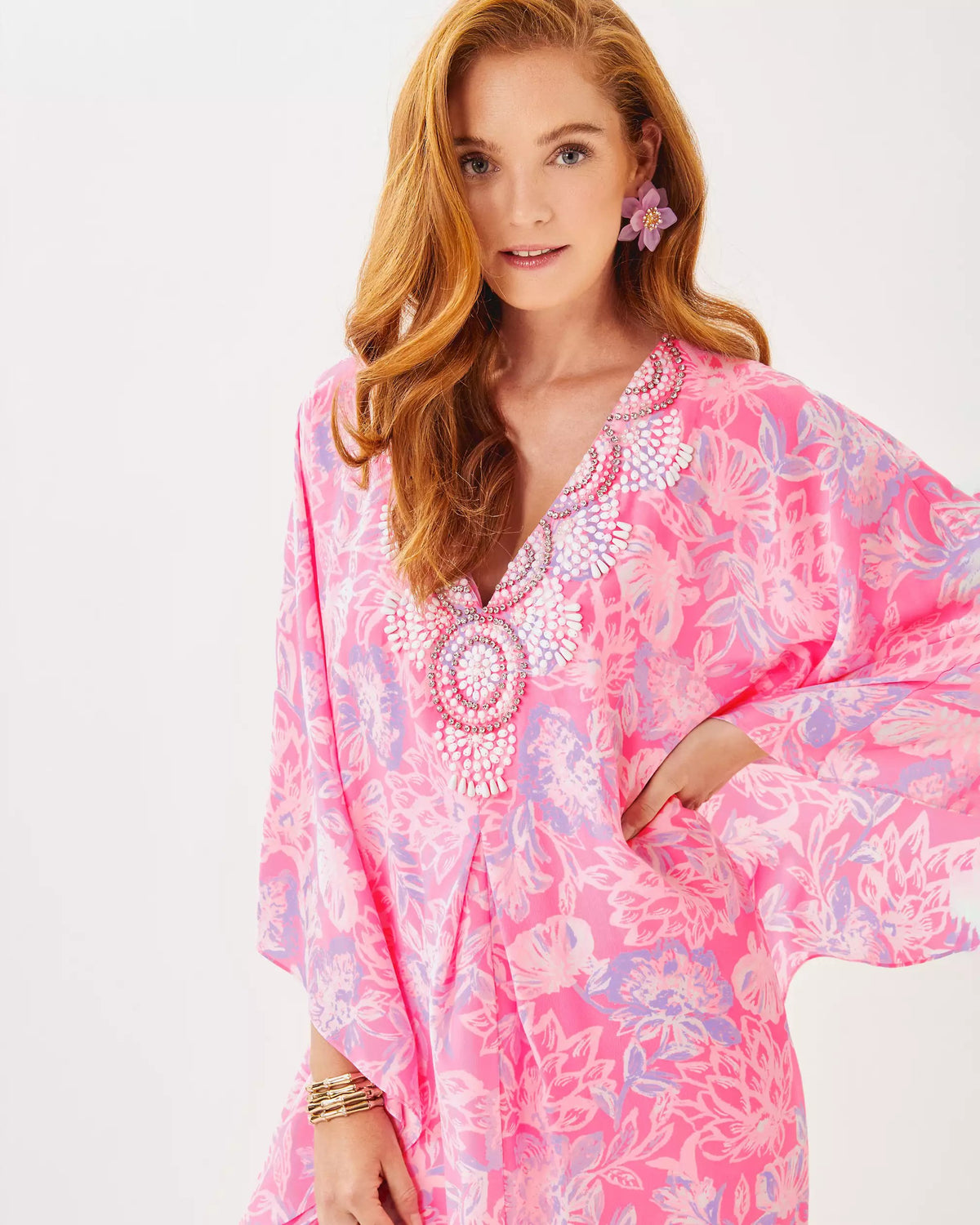 Mindy Beaded Silk Maxi Caftan | Lilly Pulitzer Dresses|Women