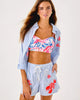 Jacaranda Blue Beach Day Embroidered Seacret Stripe