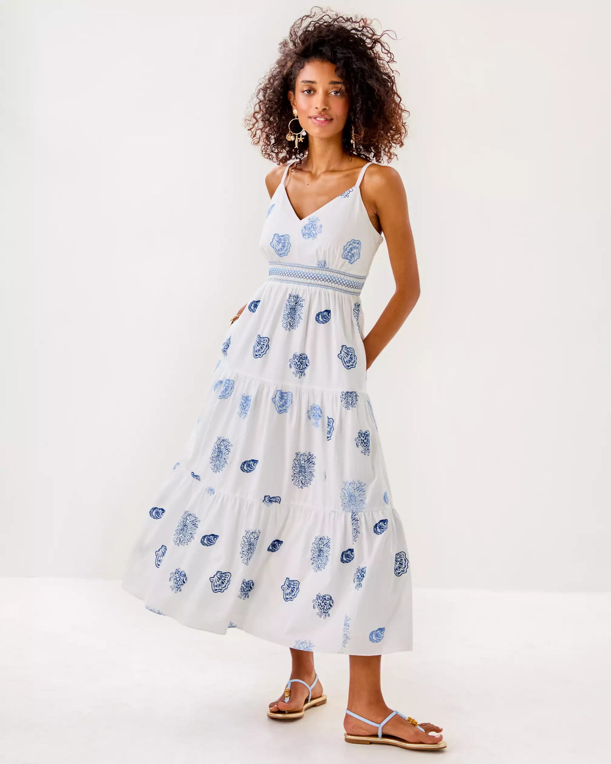 Zanna Embroidered Cotton Midi Dress | Lilly Pulitzer Dresses|Women