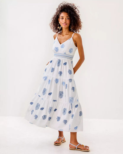 Zanna Embroidered Cotton Midi Dress | Lilly Pulitzer Dresses|Women