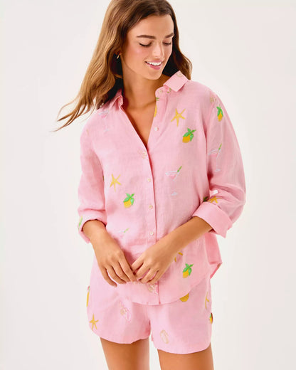 Sea View Linen Button Down Top | Lilly Pulitzer Women