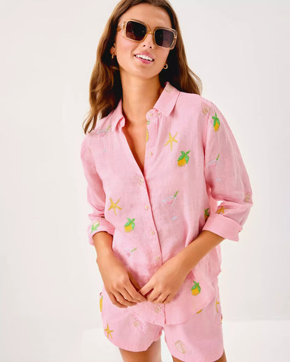 Sea View Linen Button Down Top | Lilly Pulitzer Women