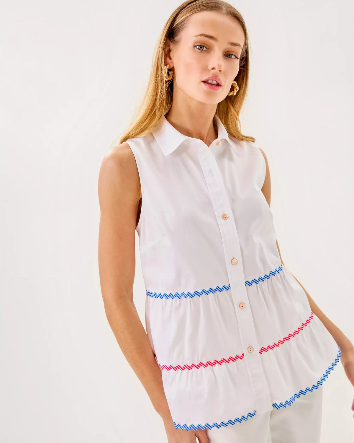Breah Sleeveless Button Down Shirt | Lilly Pulitzer Women