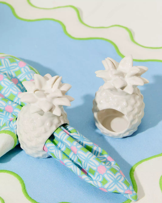 Pineapple Ceramic Napkin Ring Set | Lilly Pulitzer Home